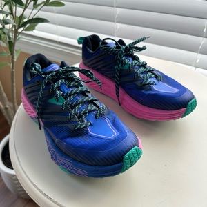 Hoka One Womens Speedgoat 4 Trail Running Shoes Size 8 Blue Pink 1106527 DBPPN